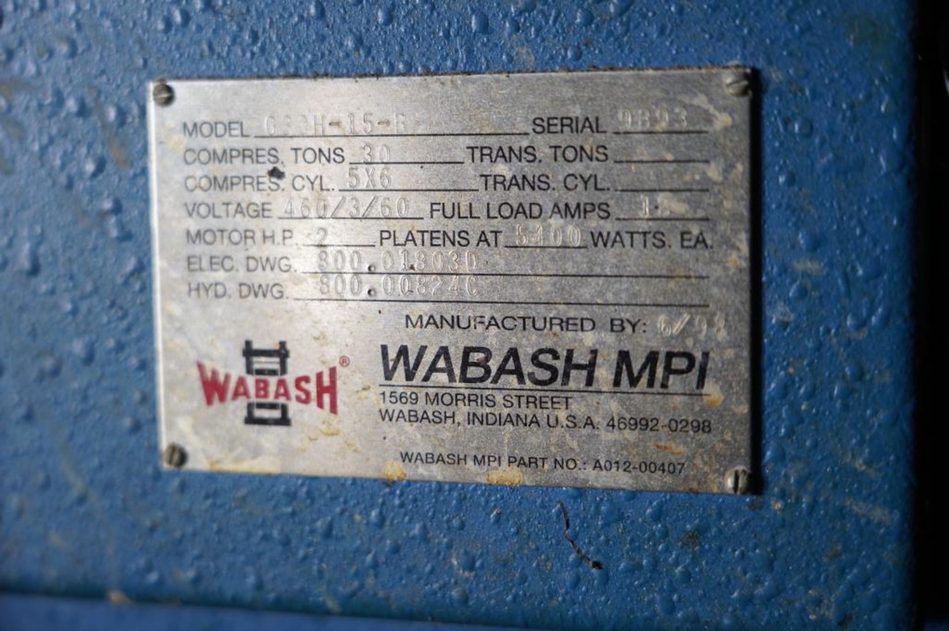 Wabash G30H-15-B Hot Rubber Molding Press - Image 6 of 6