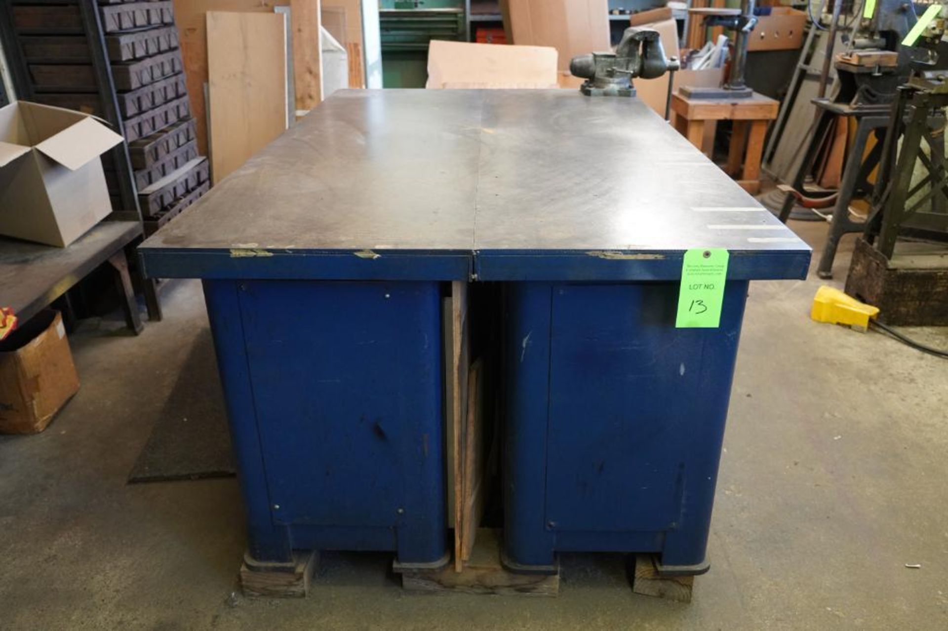 (2) Metal Tables with Machine Vises