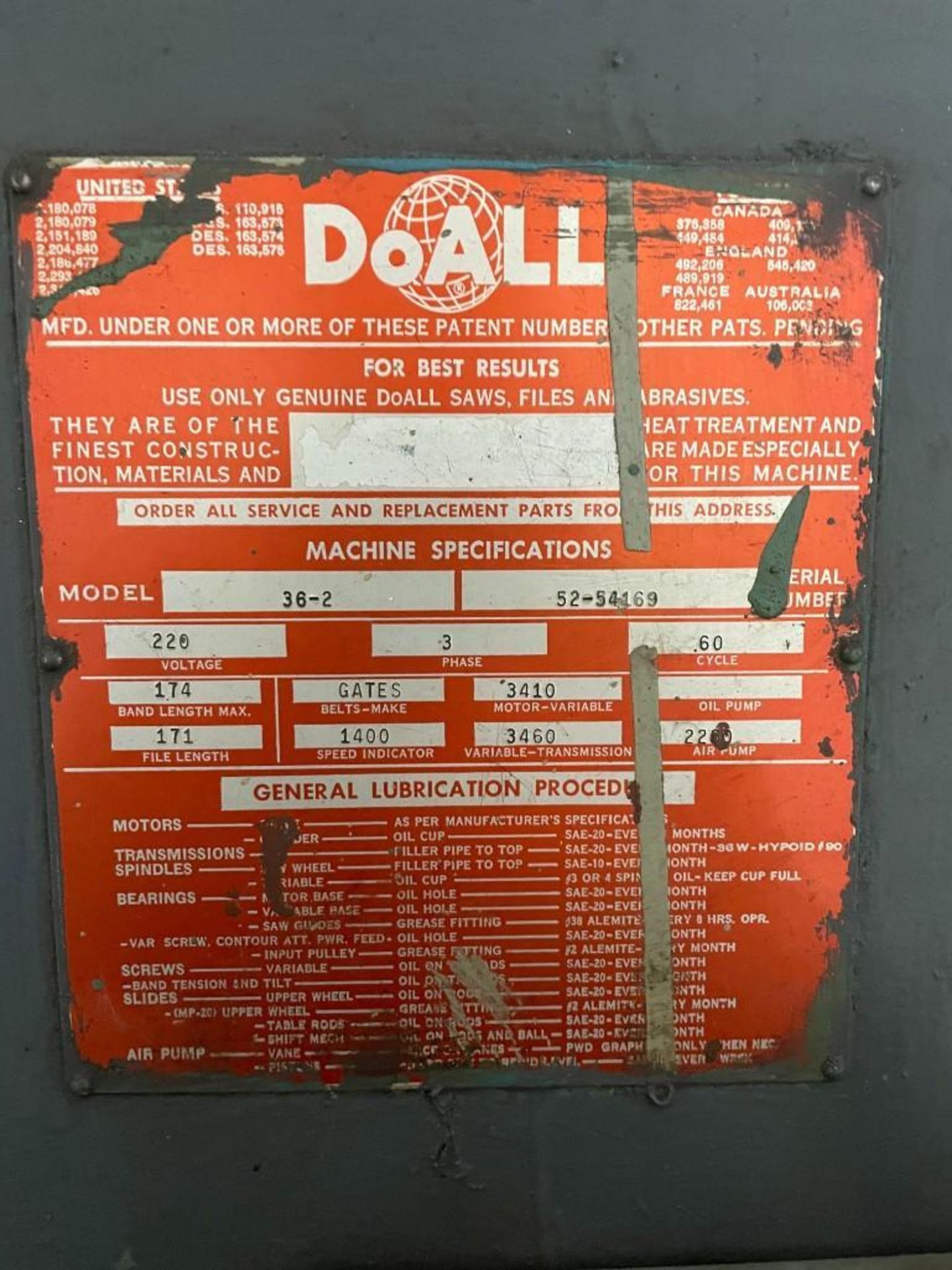 DoAll Model 36-2 Vertical Band Saw - Image 4 of 4