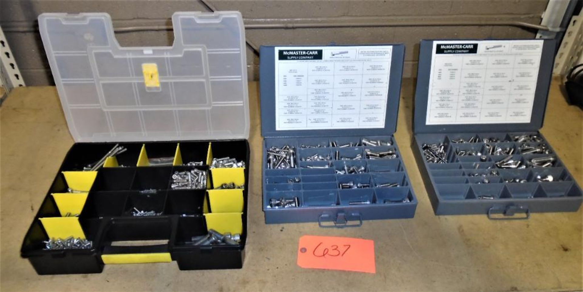 (3) Organizer Bin Boxes Filled with Metric & Standard Stainless Steel SH Bolts