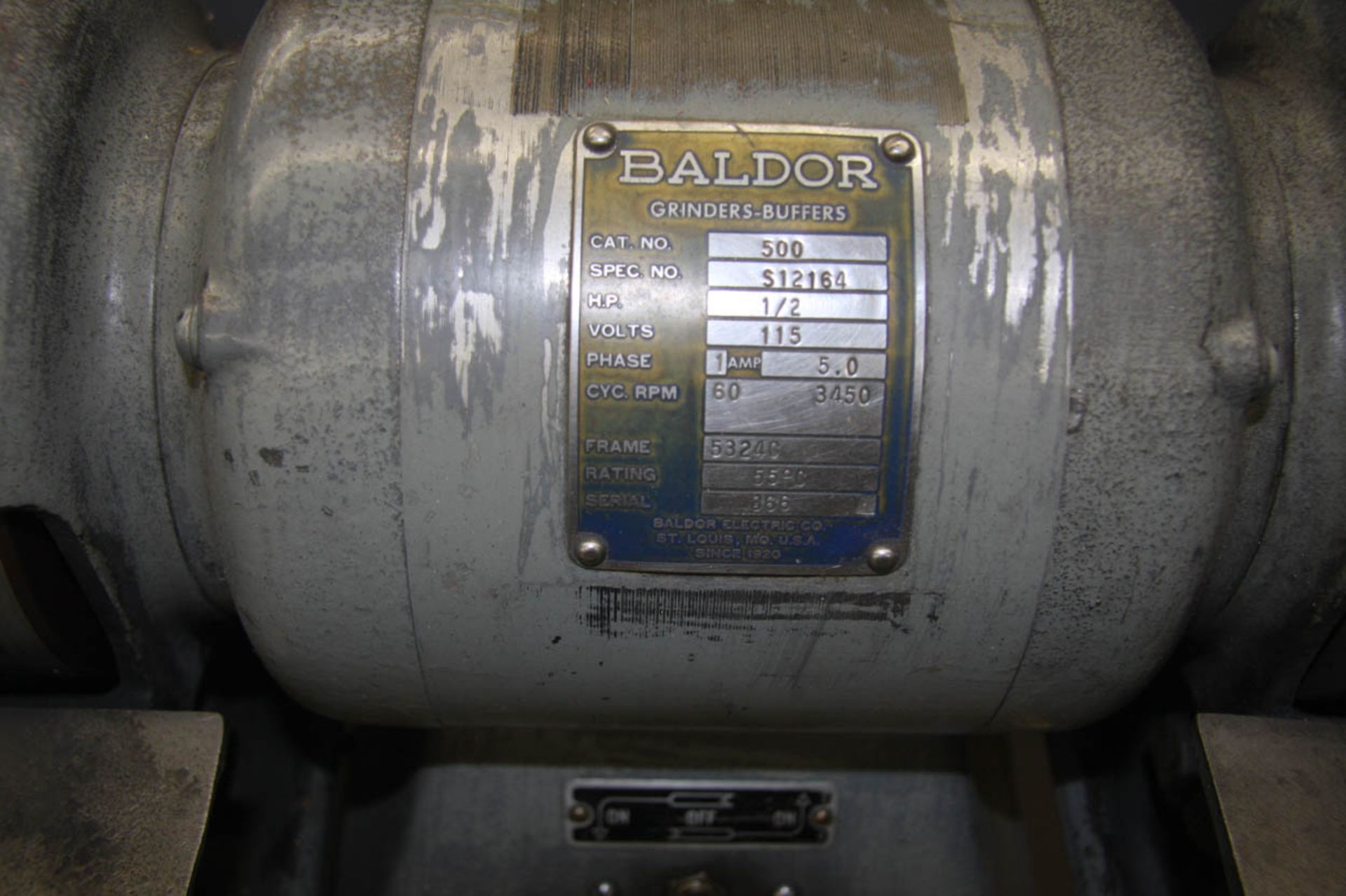 Baldor CAT # 500, 6" Double End Carbide Pedestal Grinder 1/2 HP - Image 3 of 3