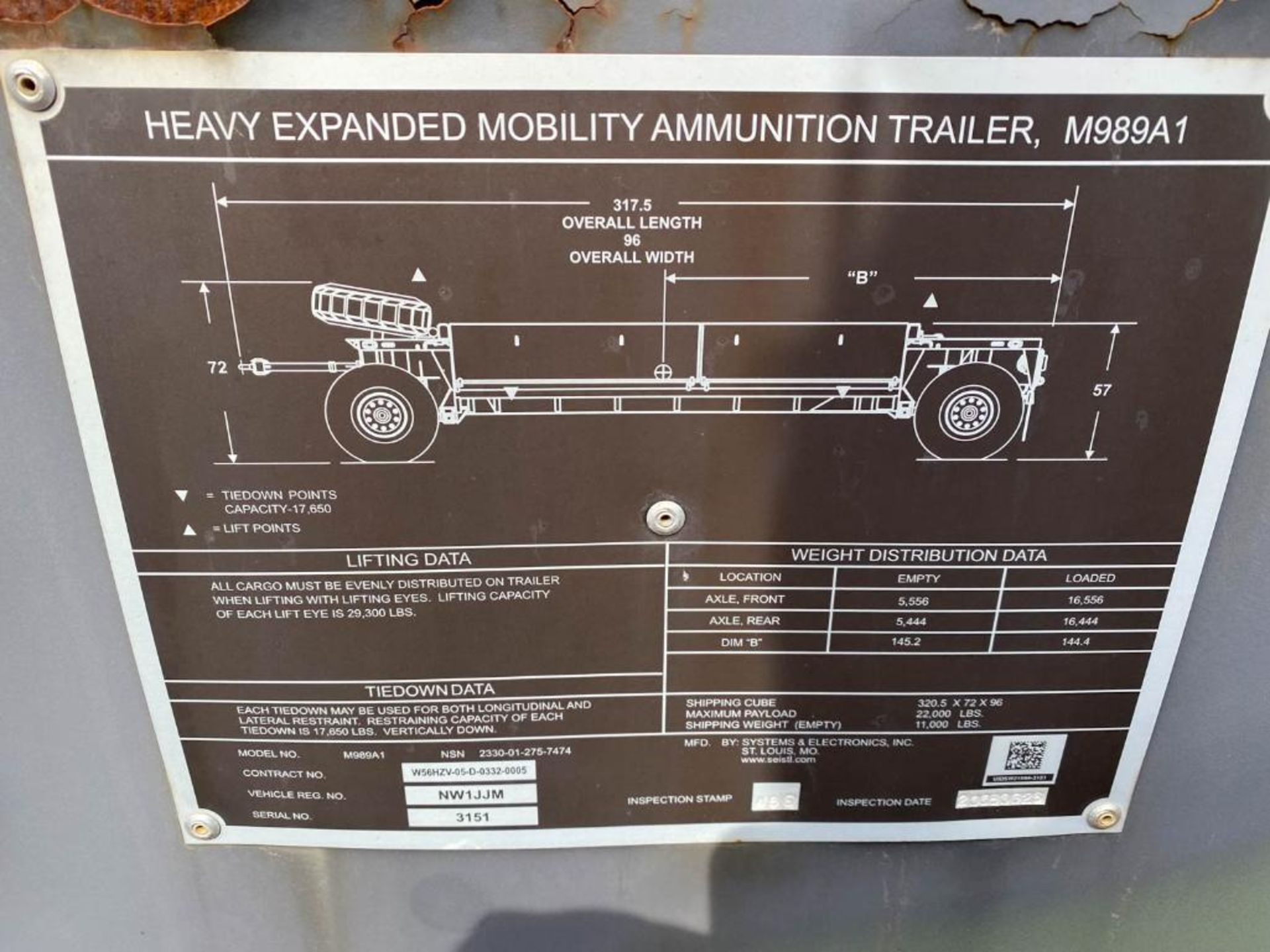 M989A1 Heavy Expanded Mobile Ammunition Off-Road Trailer - Image 8 of 24