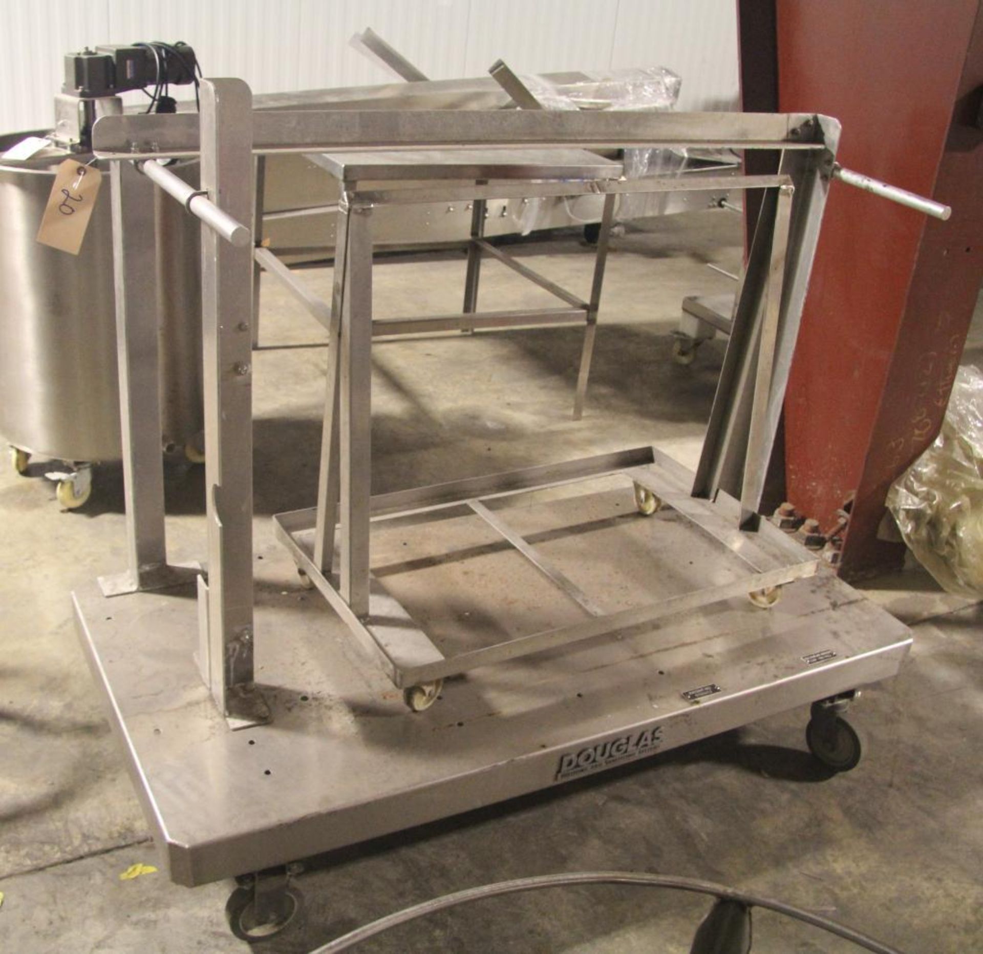 Douglas 30" X 60" Stainless Steel Flatbed Cart With Drying Rack And 21" X 36" Stainless Steel A-Fram