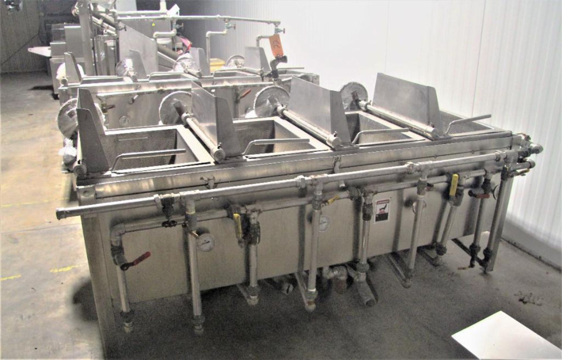 4-Station Stainless Steel Udon Noodle Cook Table With (4) Drain Dump Stations, (4) Temp Gages