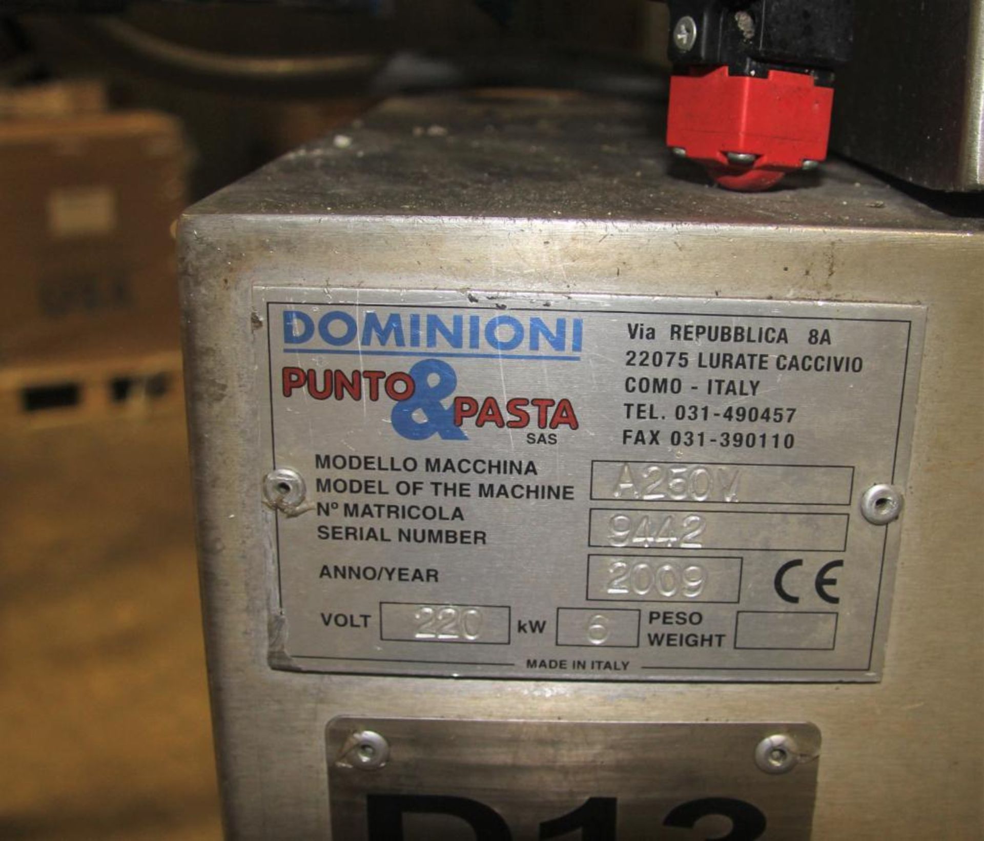 Dominioni Punto & Pasta, Mdl. A250V, Automatic Pasta Sheeter With Mixer - Image 5 of 10
