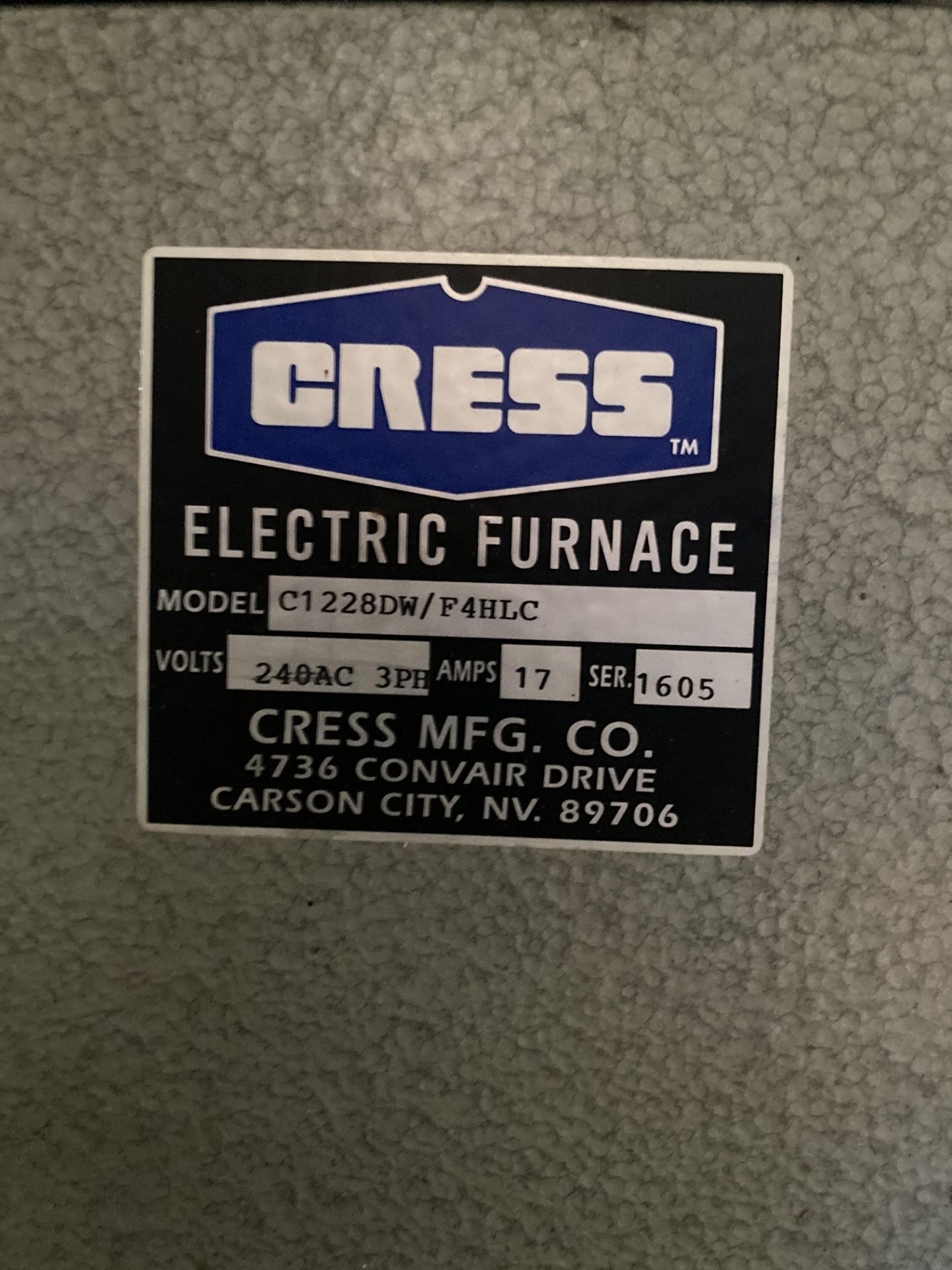 Cress Model C1228DW Electric Furnace - Image 2 of 2