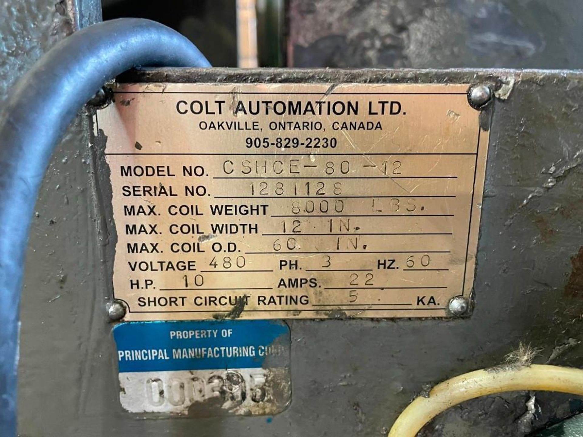 Colt Automation 8000-LBS. 12” Wide 60” O.D. Power Coil Cradle/Straightener, Model CSHCE-80-12 - Image 8 of 9