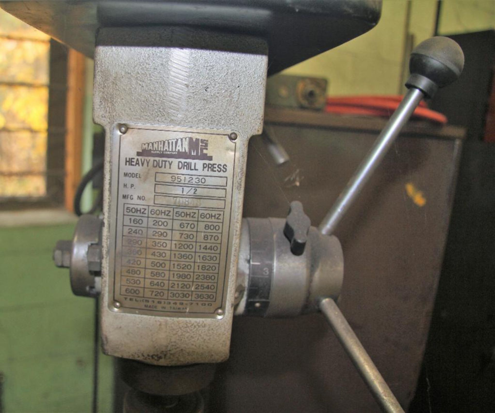 16" Manhattan Mdl.951230 Floor Type Drill Press, 1/2-HP, Single Phase, 13-3/4"Dia. Table, S/N:70848 - Image 2 of 3