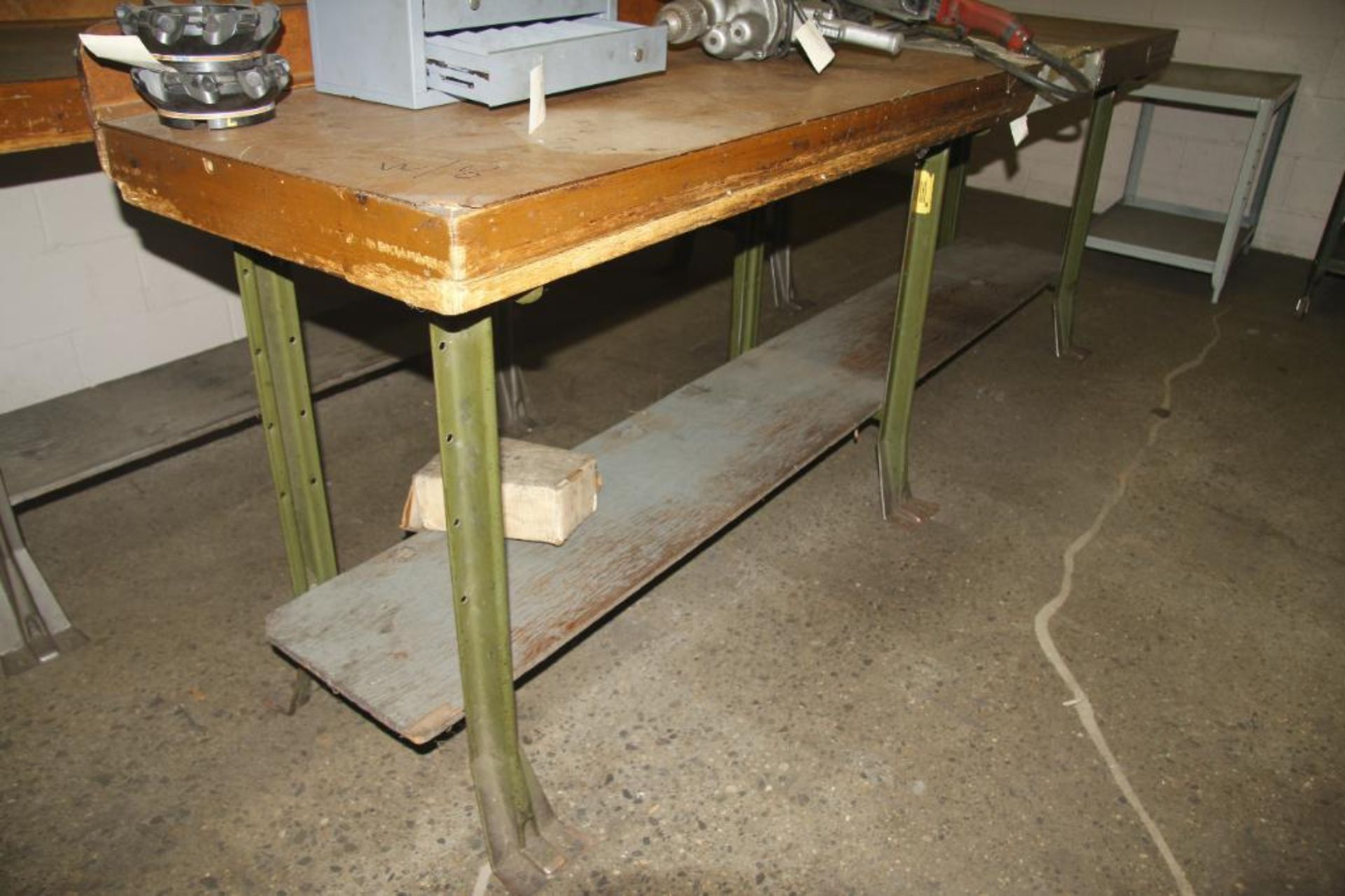 (3) 2' X 8' Woodtop Work Benches With Steel Legs ( No Contents) - Image 3 of 3
