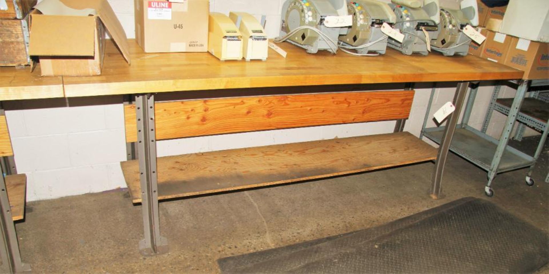 30" X 96" Woodtop Work Bench, Metal Legs (No Contents)