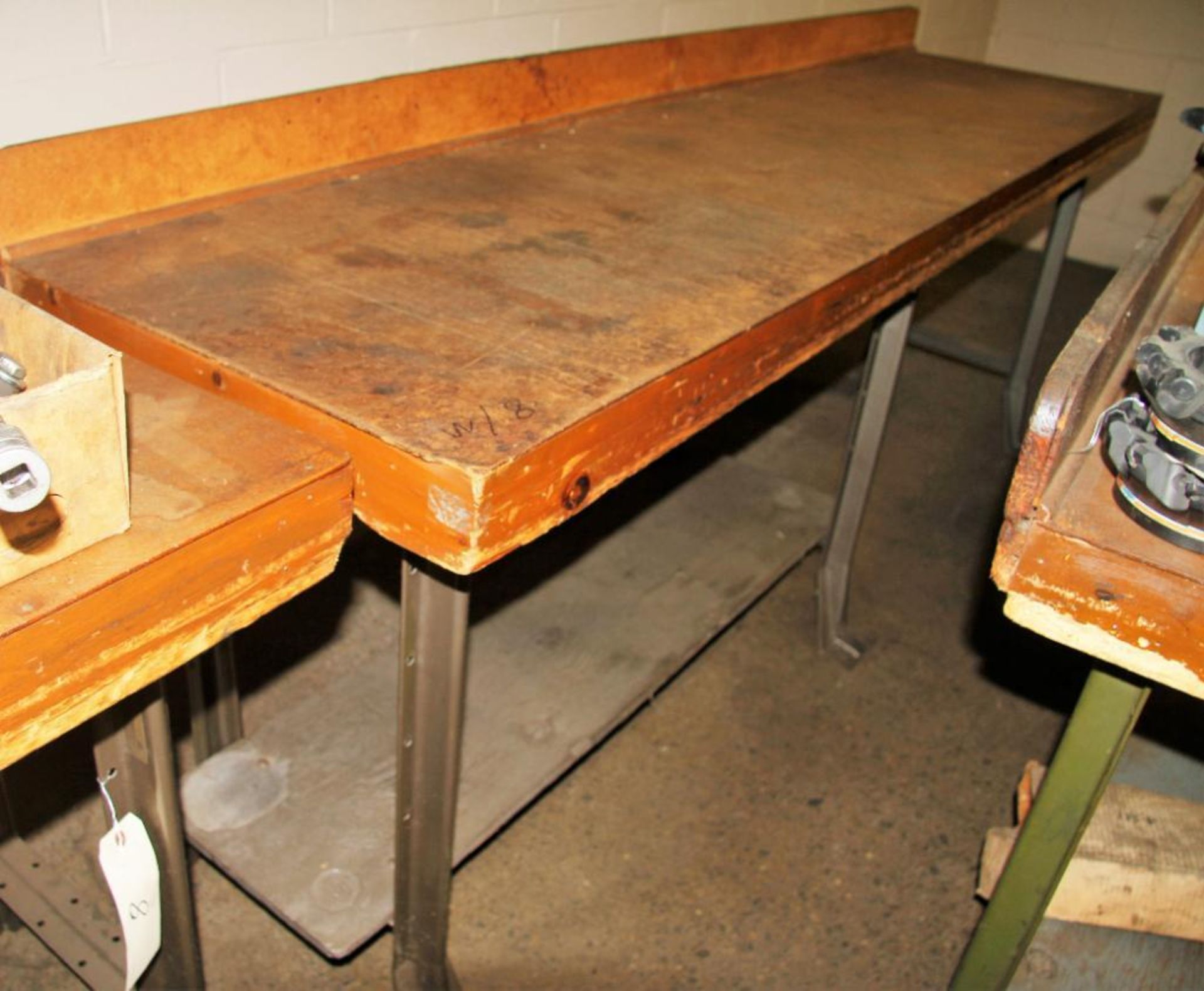 (3) 2' X 8' Woodtop Work Benches With Steel Legs ( No Contents) - Image 2 of 3