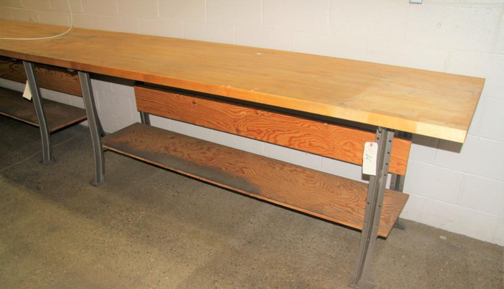 30" X 98" Woodtop Workbench, Metal Legs ( No Contents)