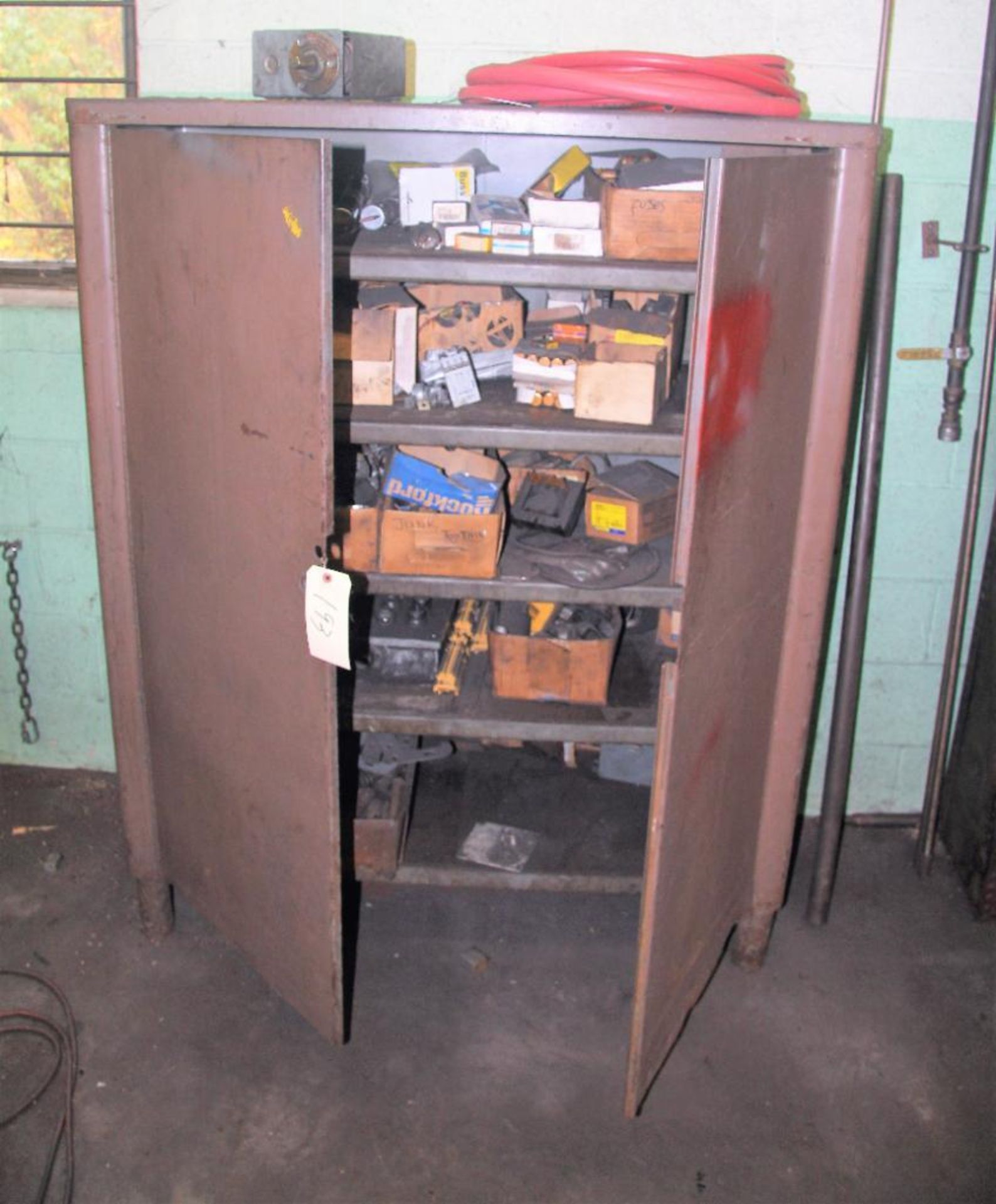 Heavy Duty 2-Door Steel Cabinet And Contents