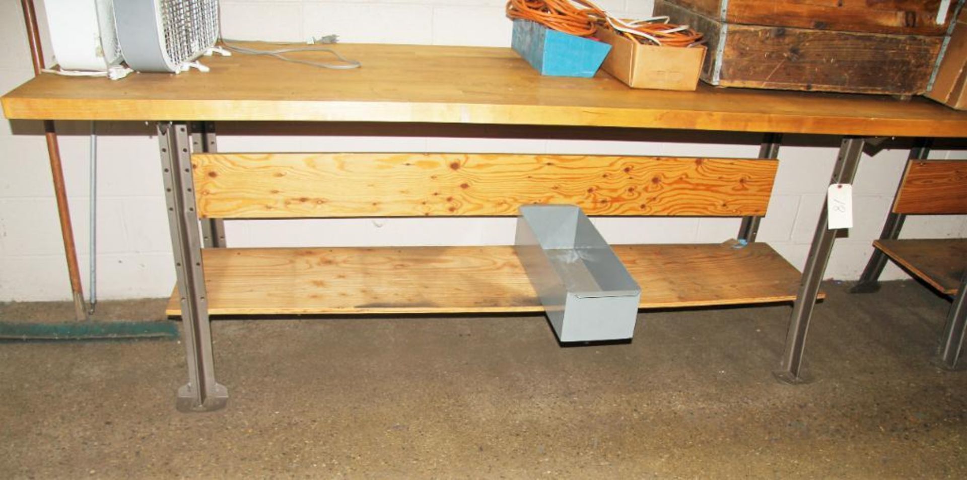 30" X 96" Woodtop Work Bench, Metal Legs (No Contents)