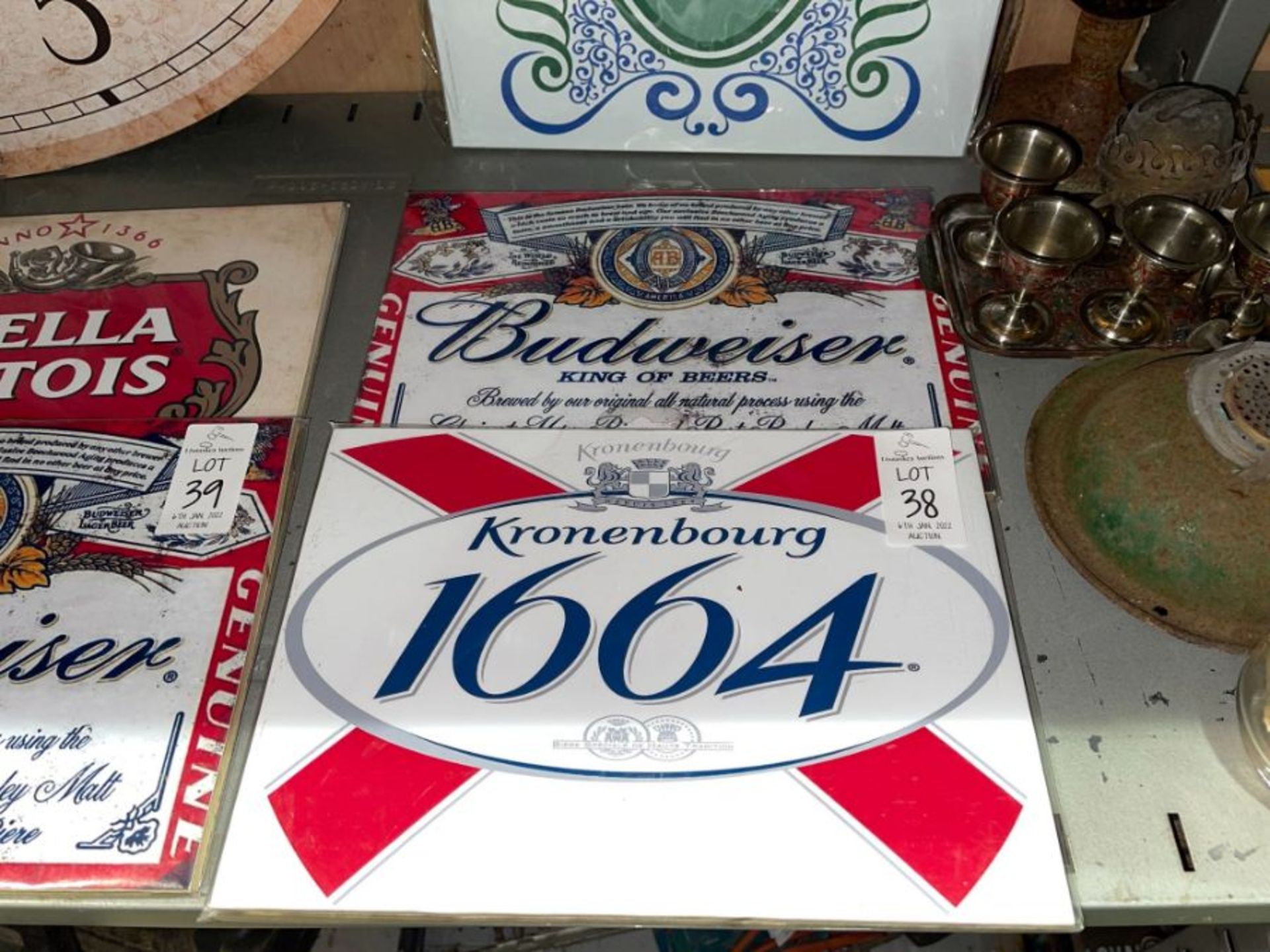 2X BEER PLAQUES (KRONENBOURG & BUDWEISER)