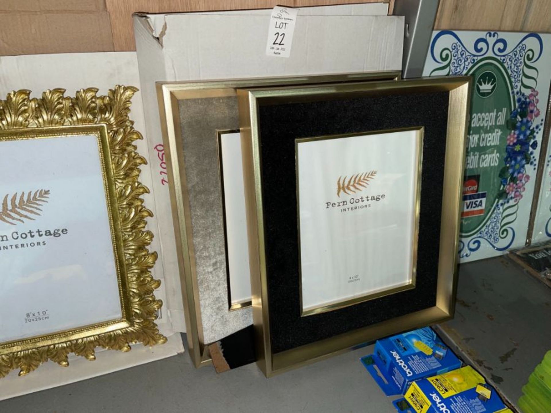 2X FERN COTTAGE VELVET GILT 8 X 10" PICTURE FRAMES