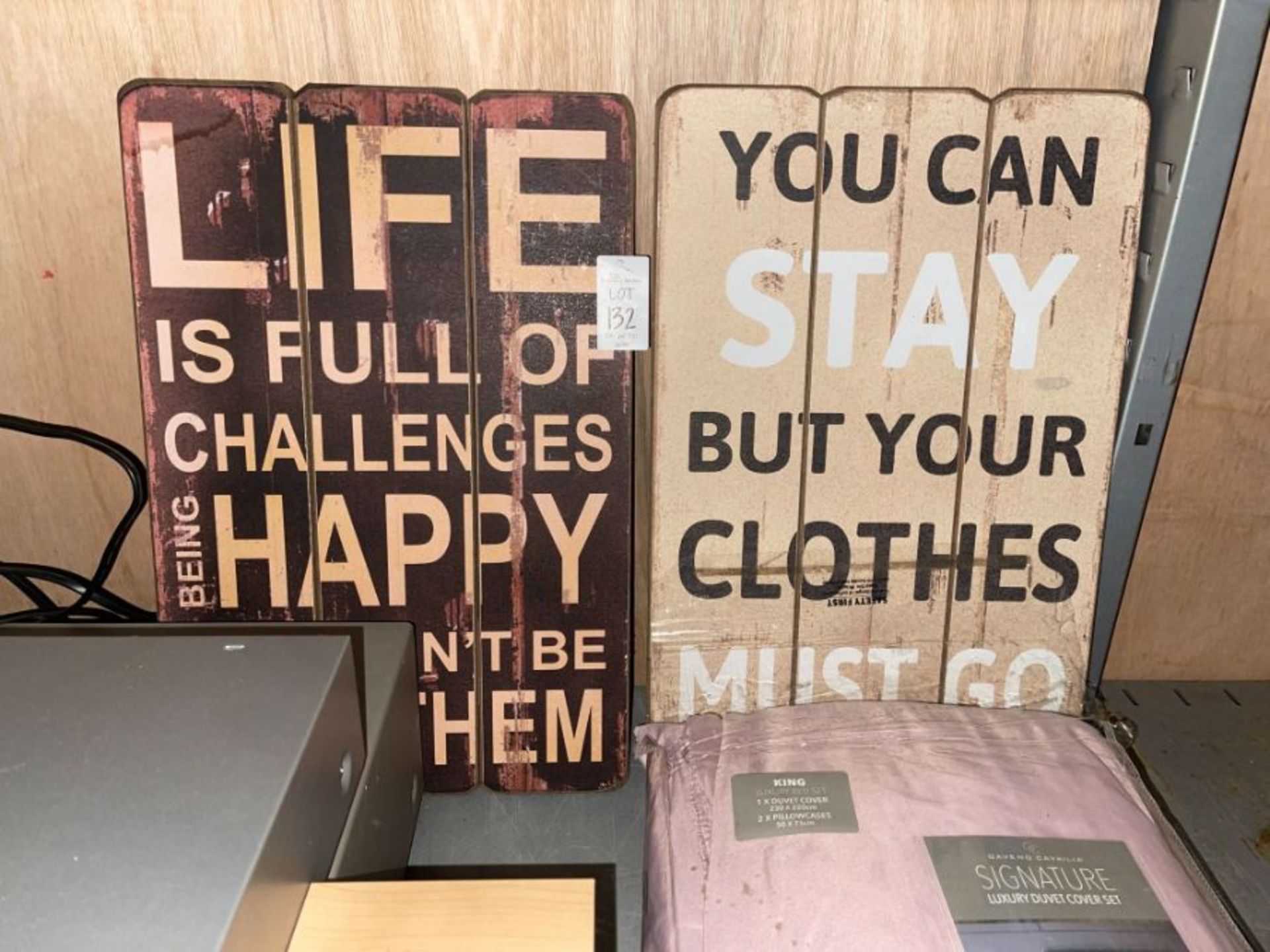 2X WOODEN PLAQUES (LIFE & YOU CAN STAY)