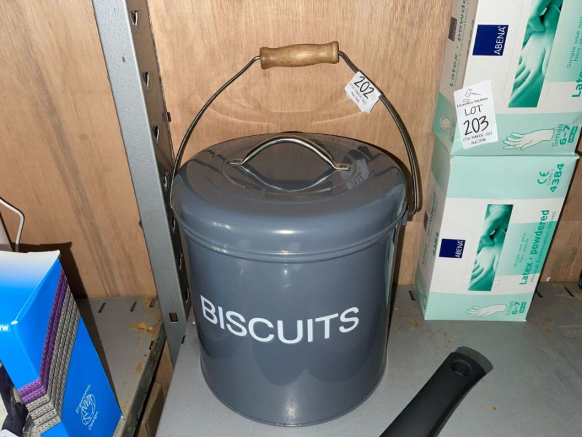 GREY BISCUIT TIN