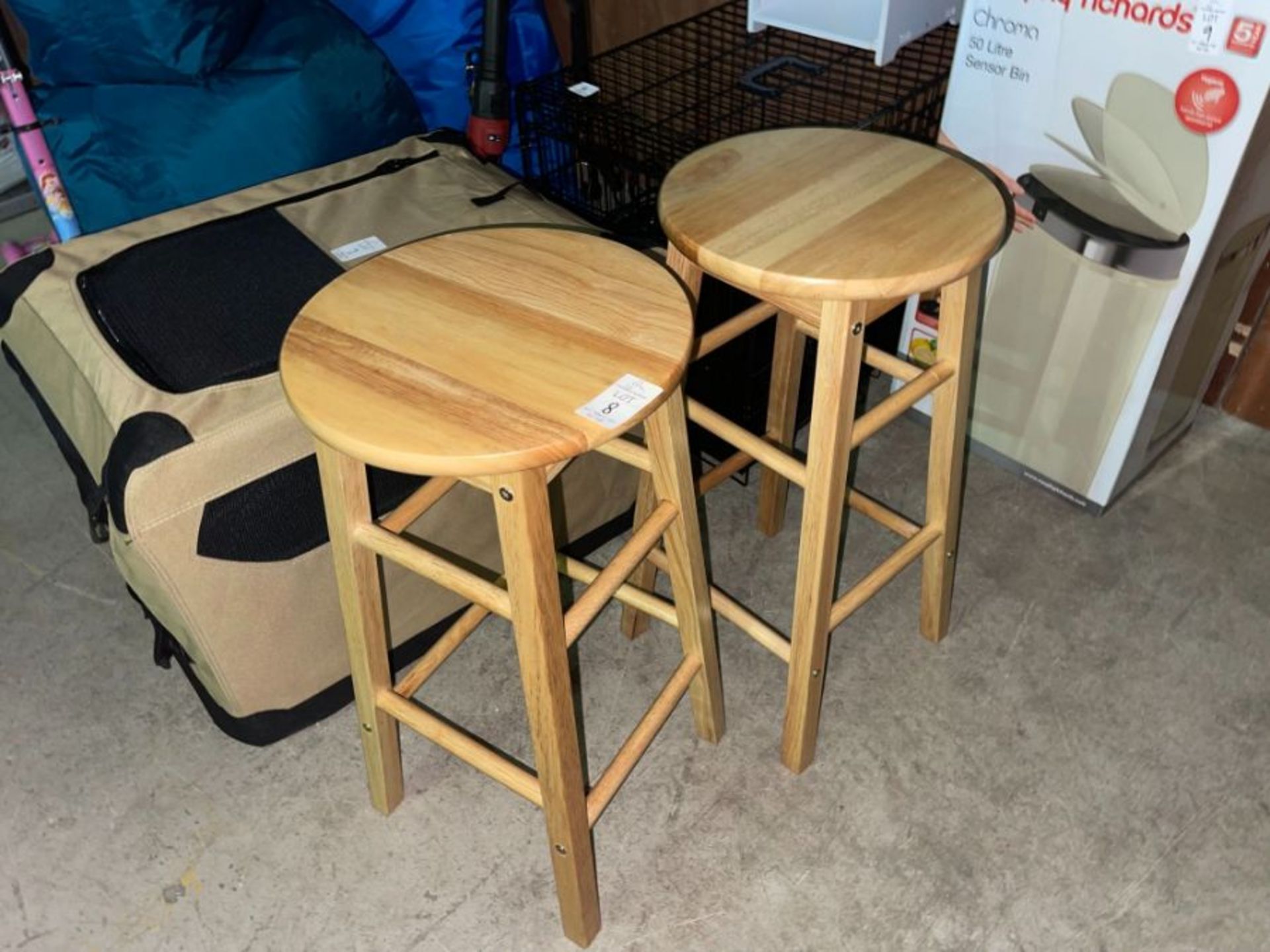 PAIR OF WOODEN BAR STOOLS