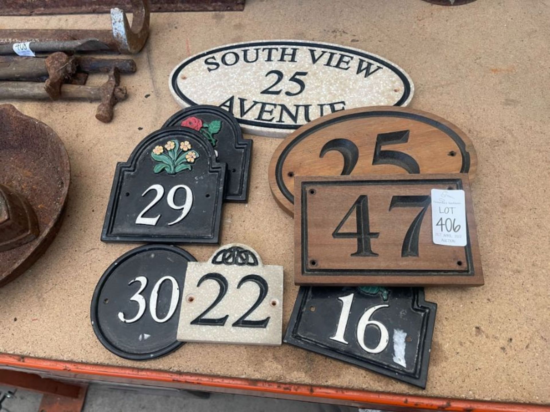 8X ASSORTED HOUSE NUMBER PLAQUES