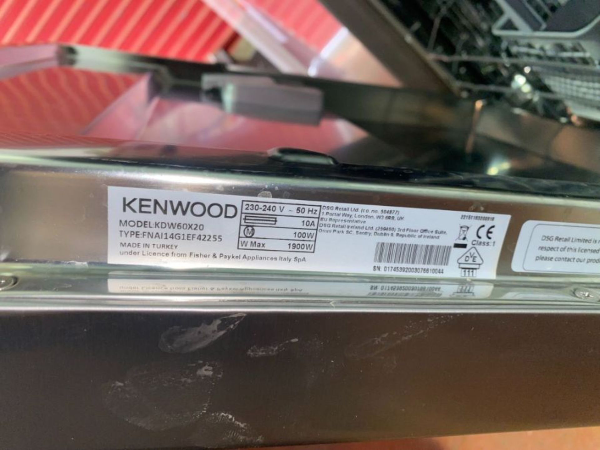 KENWOOD DISHWASHER - KDW60X20 (STAINLESS STEEL) - Image 4 of 5