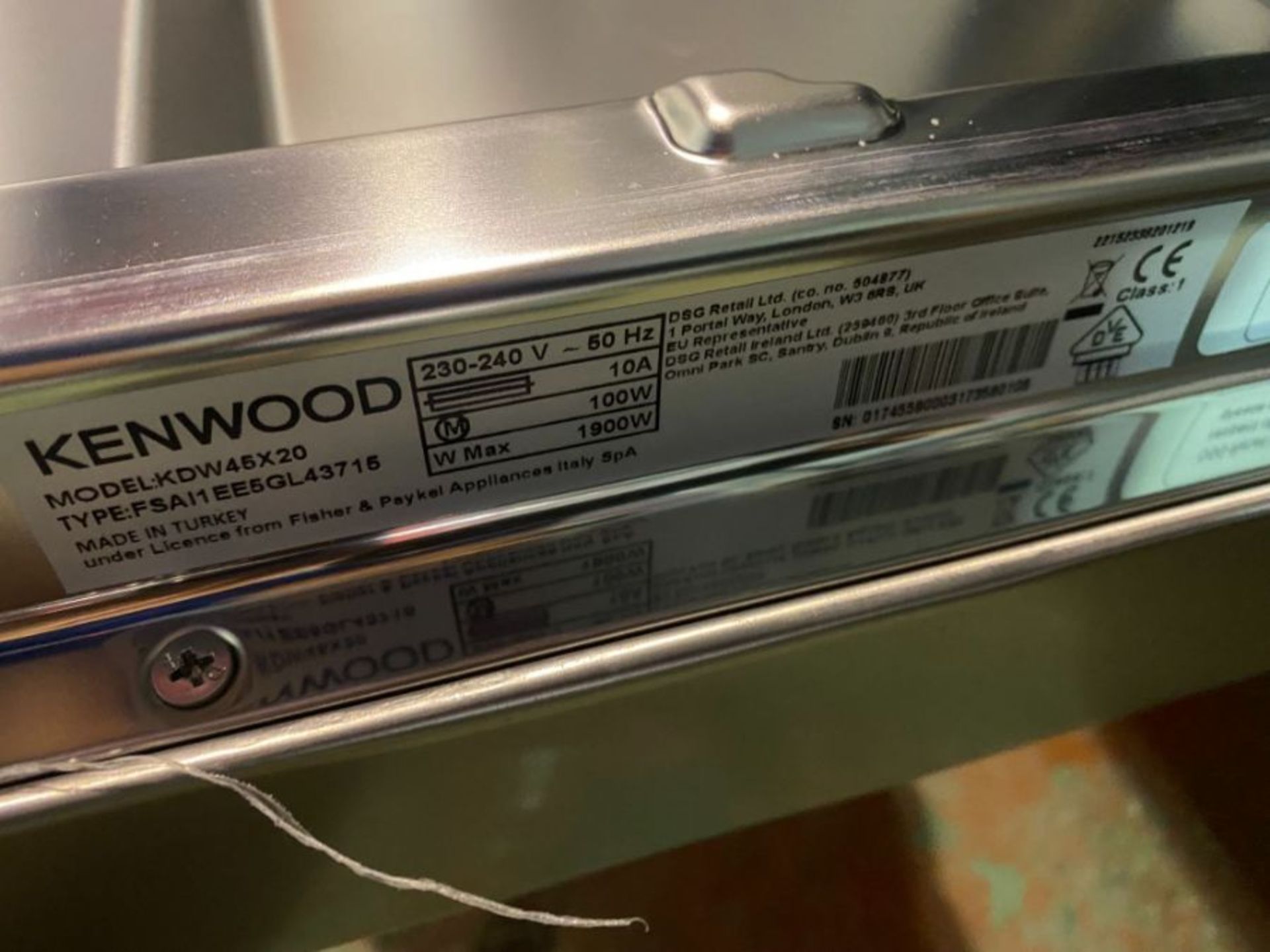 KENWOOD SLIMLINE DISHWASHER - KDW45X20 (45CM) (STAINLESS STEEL) - Image 4 of 4