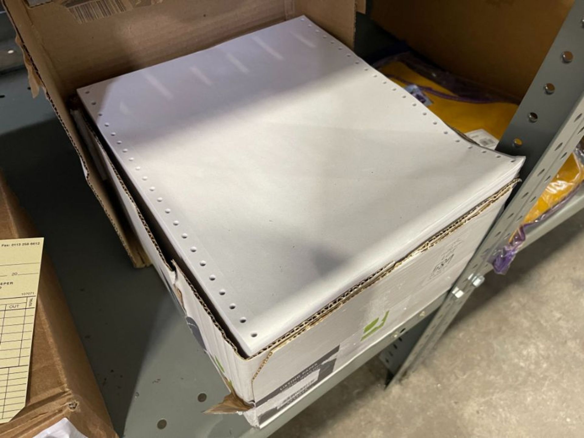 BOX OF COMPUTER LISTING PAPER