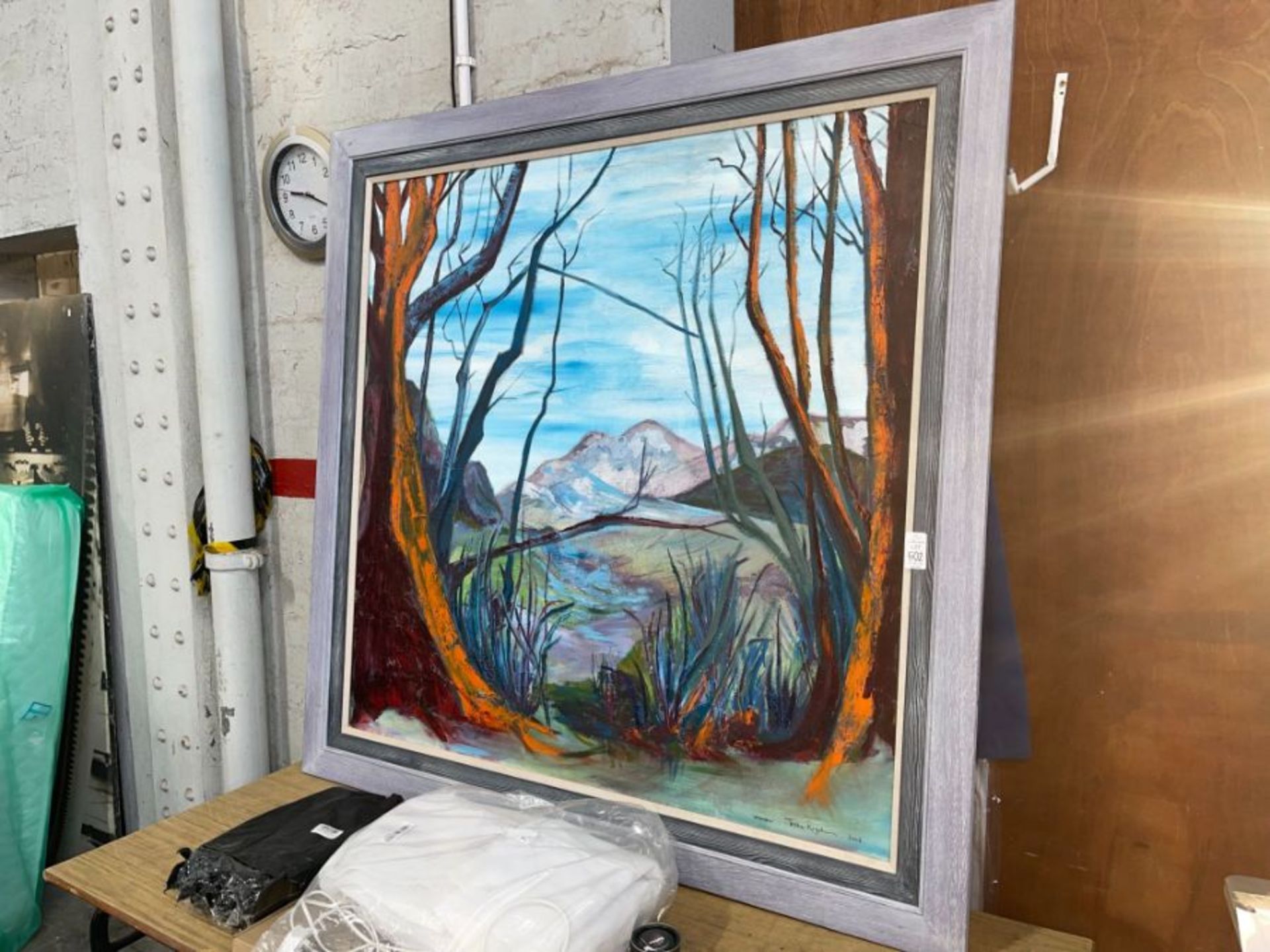 LARGE FRAMED "OPENING" PAINTING - 146 X 146 CM