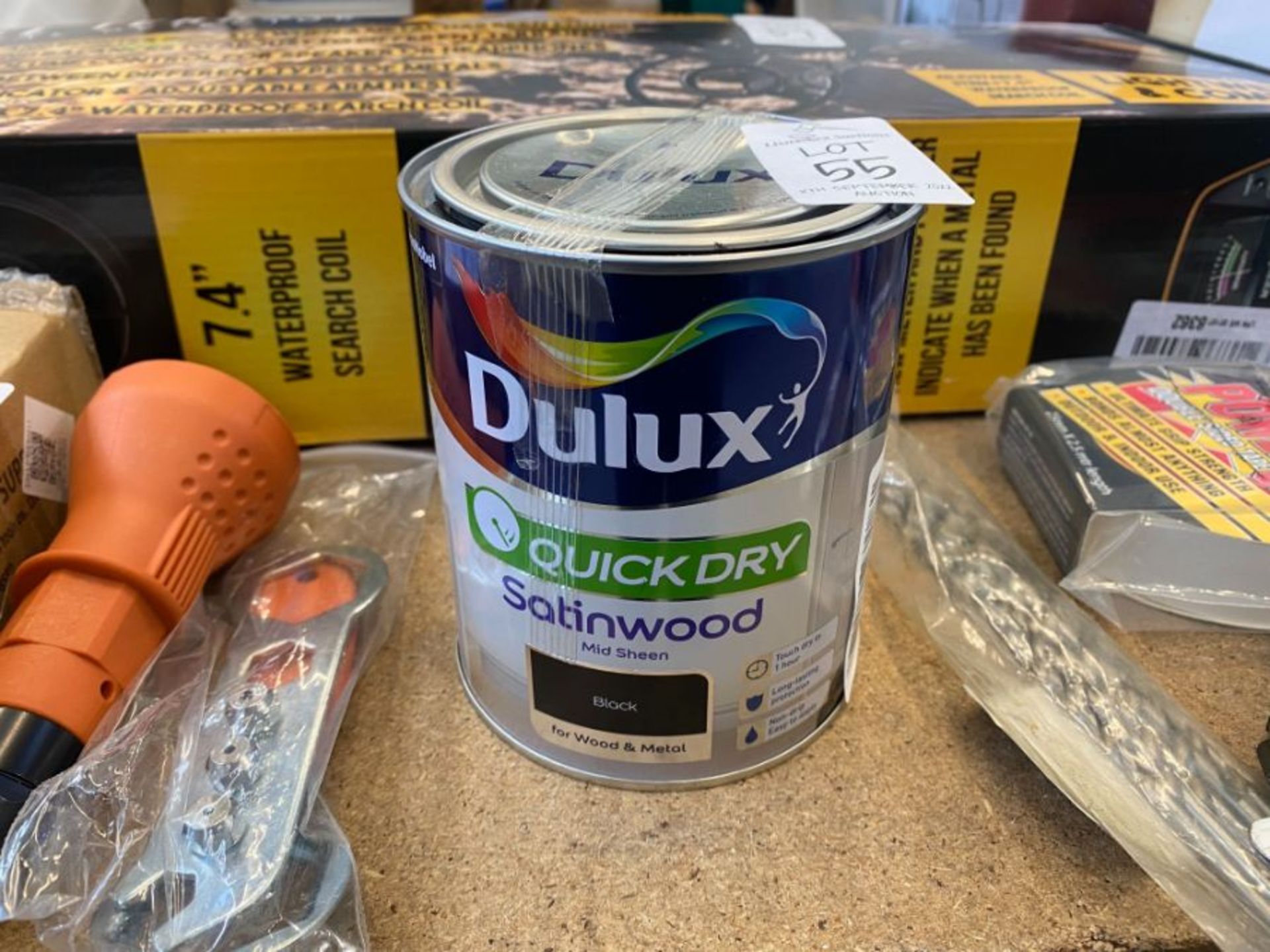 TIN OF DULUX QUICK DRY SATINWOOD PAINT - BLACK