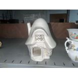 BELLEEK HERON CERAMICS MUSHROOM HOUSE CANDLE HOLDER