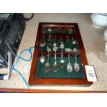 CASE OF COLLECTIBLE SPOONS (GLASS BROKEN)