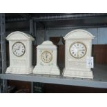 3X ASSORTED BELLEEK MANTLE CLOCKS