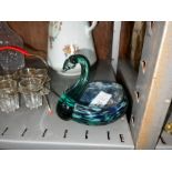SPECKLED GLASS SWAN BOWL