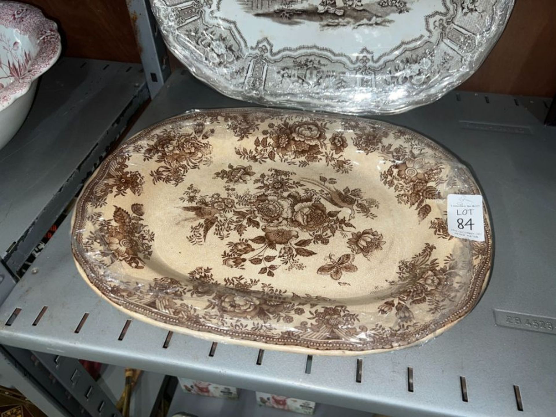 BROWN & WHITE FLORAL PLATTER