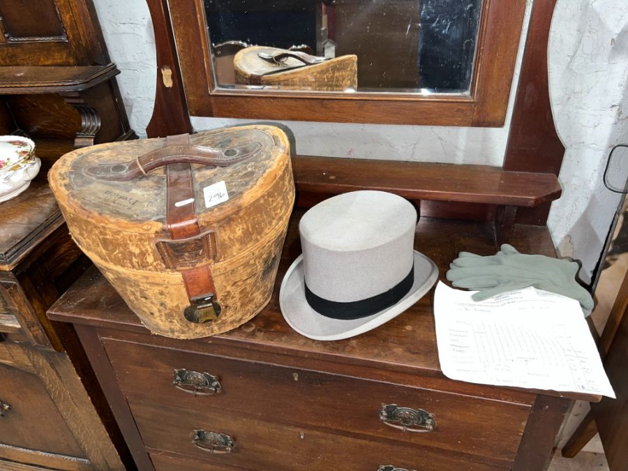 CHRISTY'S LONDON, T.W. STAFFORD BELFAST HATTER TOP HAT IN HEATH OXFORD ST. LONDON LEATHER TOP HAT