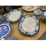 PAIR OF BLUE & WHITE F & SONS OXFORD PLATTERS
