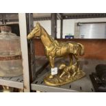 HEAVY BRASS HORSE & DOG ORNAMENT