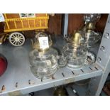 PAIR OF GLASS THUMB OIL LAMPS