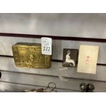 BRASS CHRISTMAS 1914 PRINCESS MARY CIGARETTE TIN W/ CHRISTMAS CARD