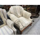 CREAM PATTERNED FABRIC ARMCHAIR