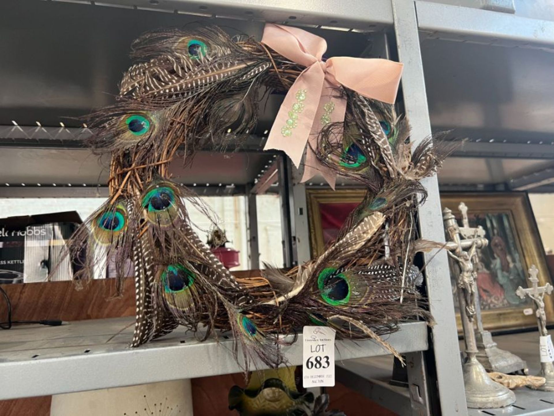 PEACOCK FEATHERED WREATH