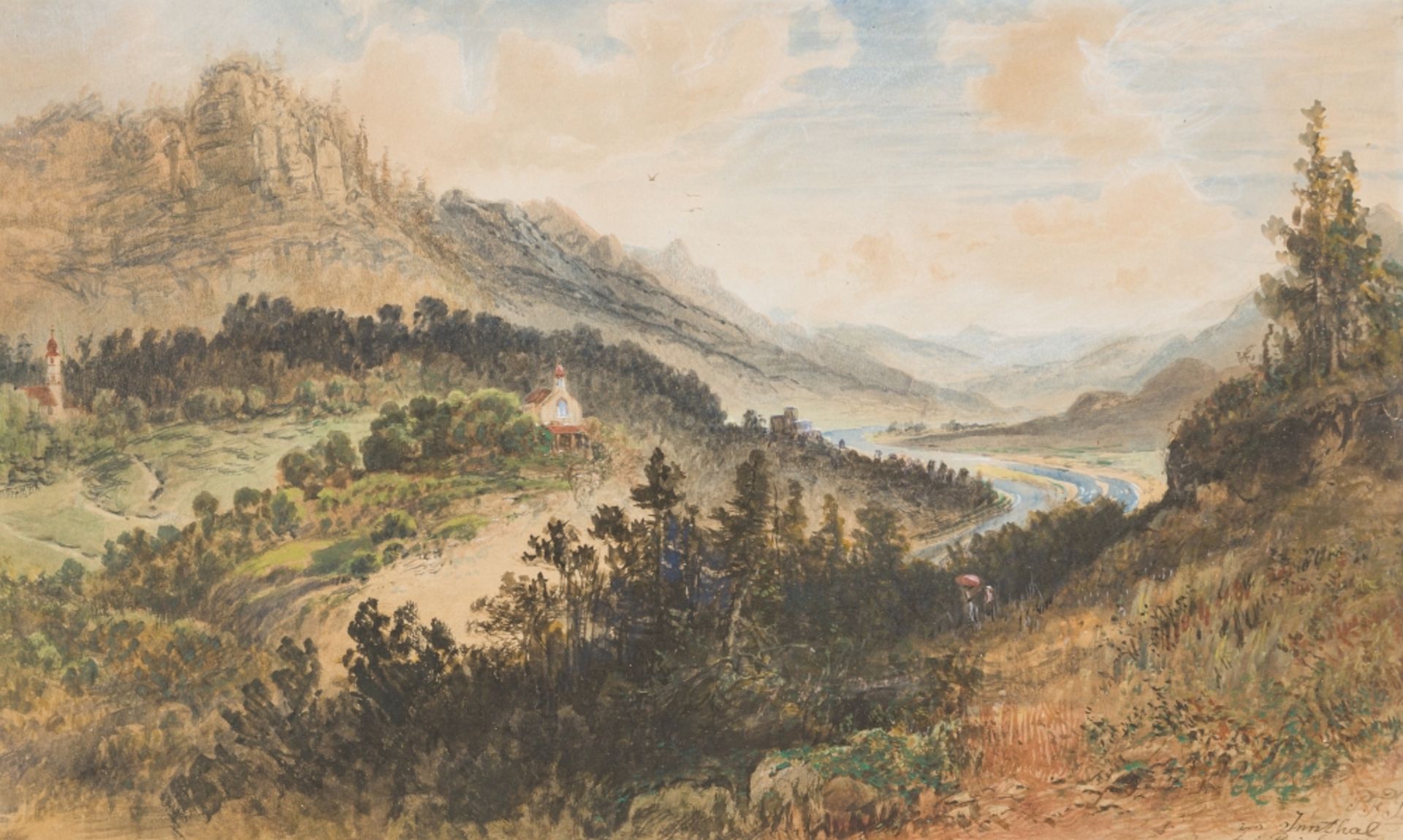 Peters, Pieter Francis(1818 - 1903)In Innthal near BixleggWatercolor on PaperSigned and titled lower