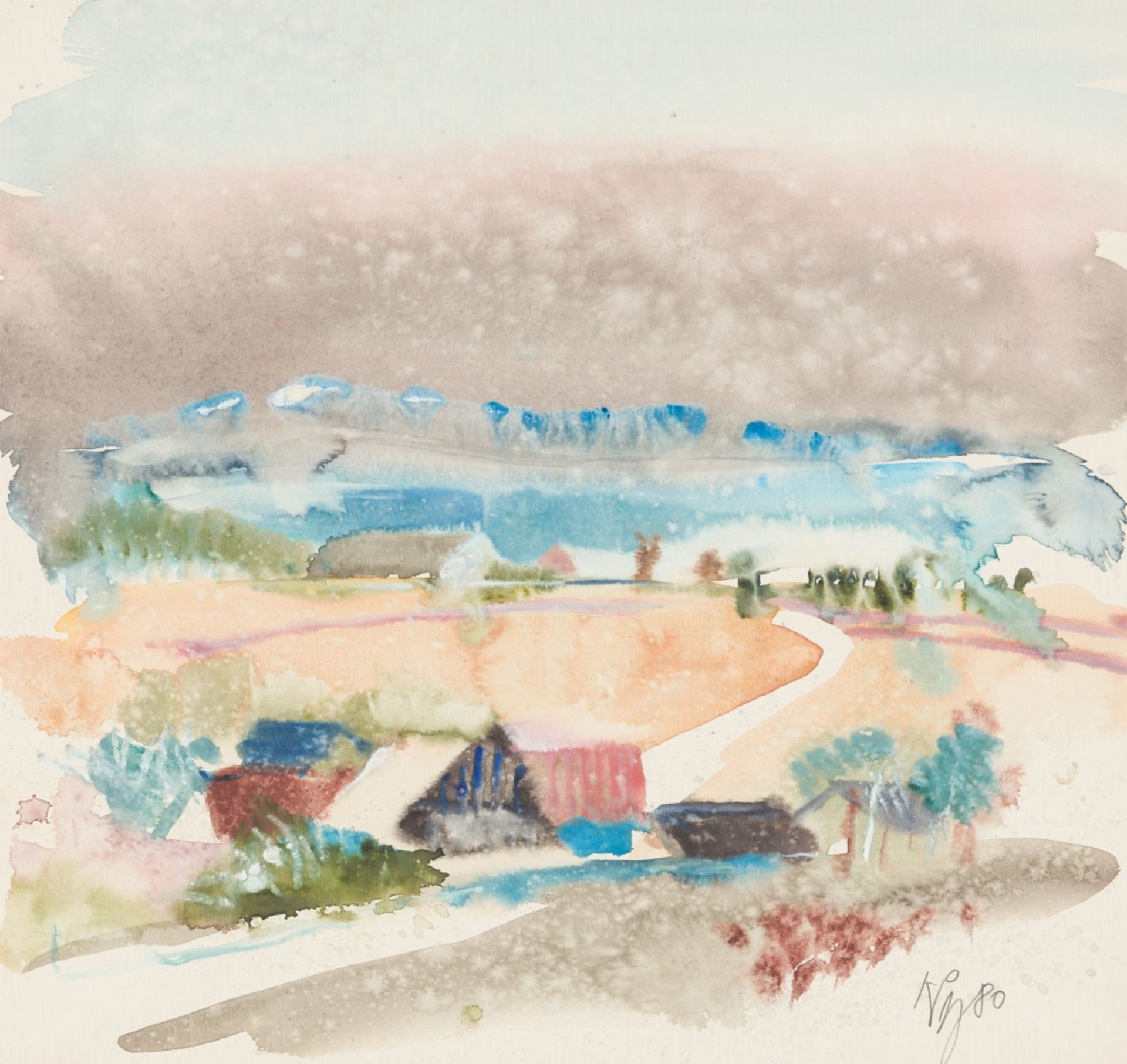 Panzenberger, Kurt(*1942)Wide Landscape, (19)80Watercolor on PaperSigned and dated lower