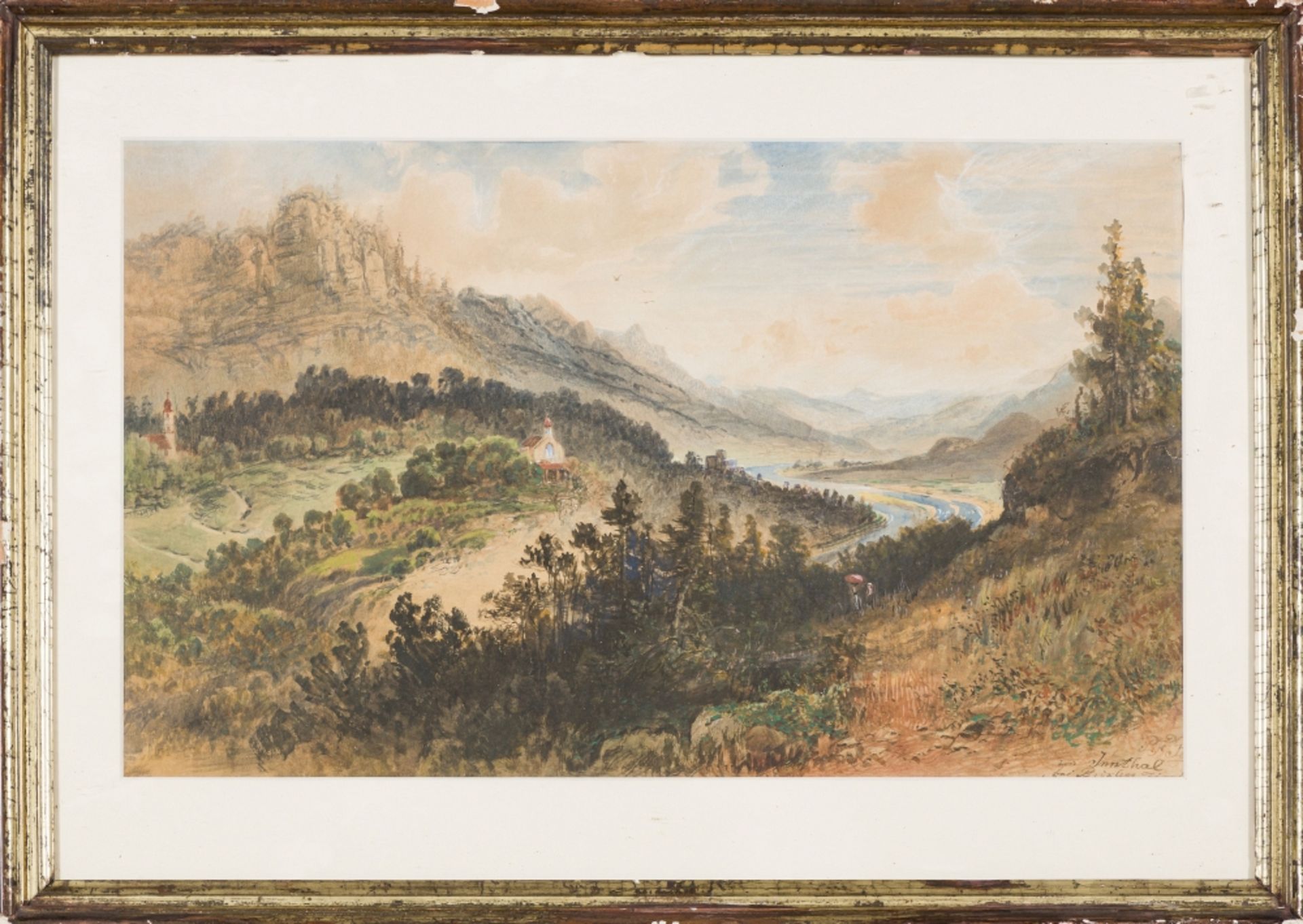 Peters, Pieter Francis(1818 - 1903)In Innthal near BixleggWatercolor on PaperSigned and titled lower - Image 2 of 5