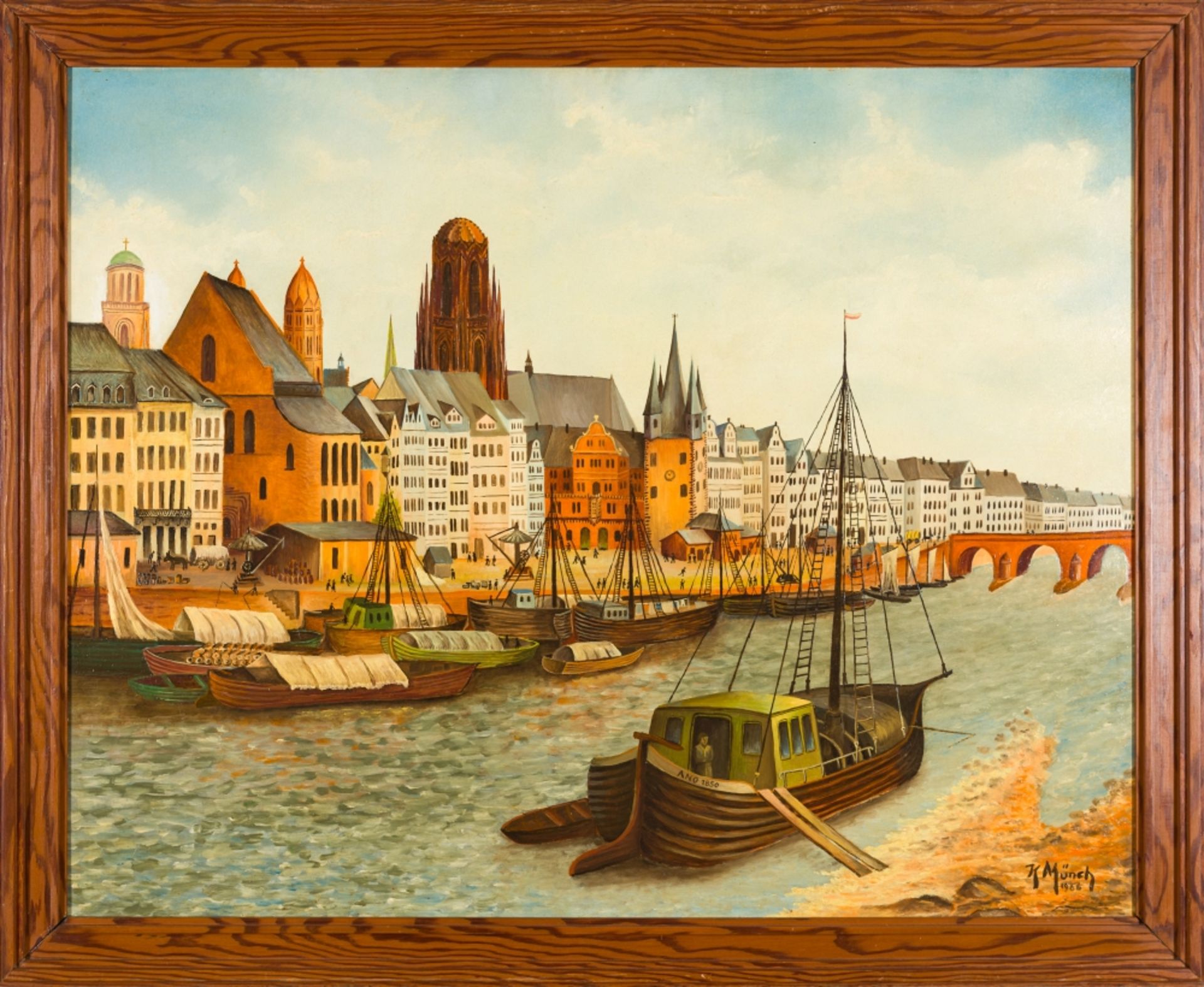 Münch, K.View at Frankfurt am Main, 1966Oil on HardboardSigned and dated lower right30,7 x 38,6 in - Image 2 of 6