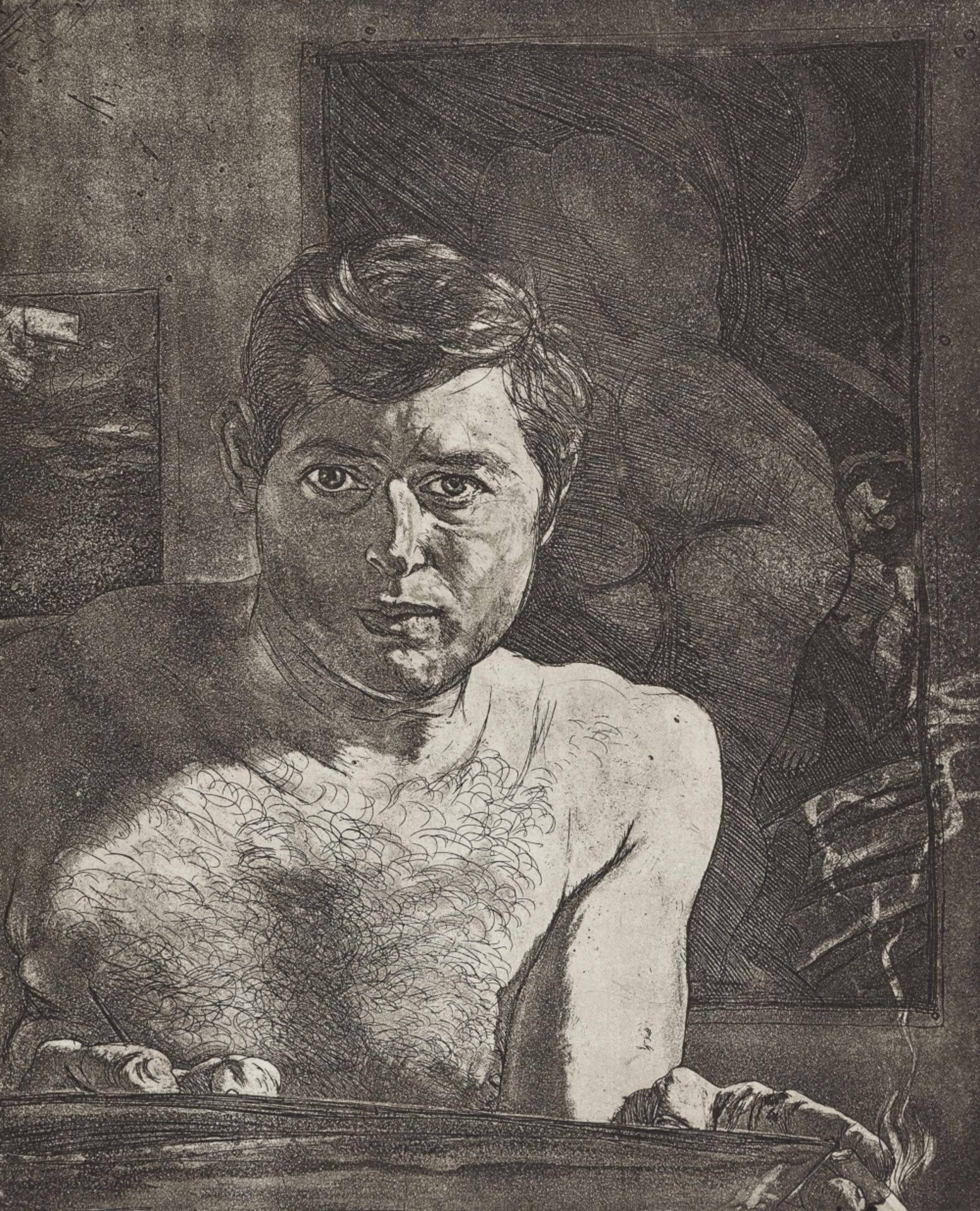 Aigner, Fritz(1930 - 2005)Self-Portrait from the Cycle The Beauty and the BeastAquatint Etching on