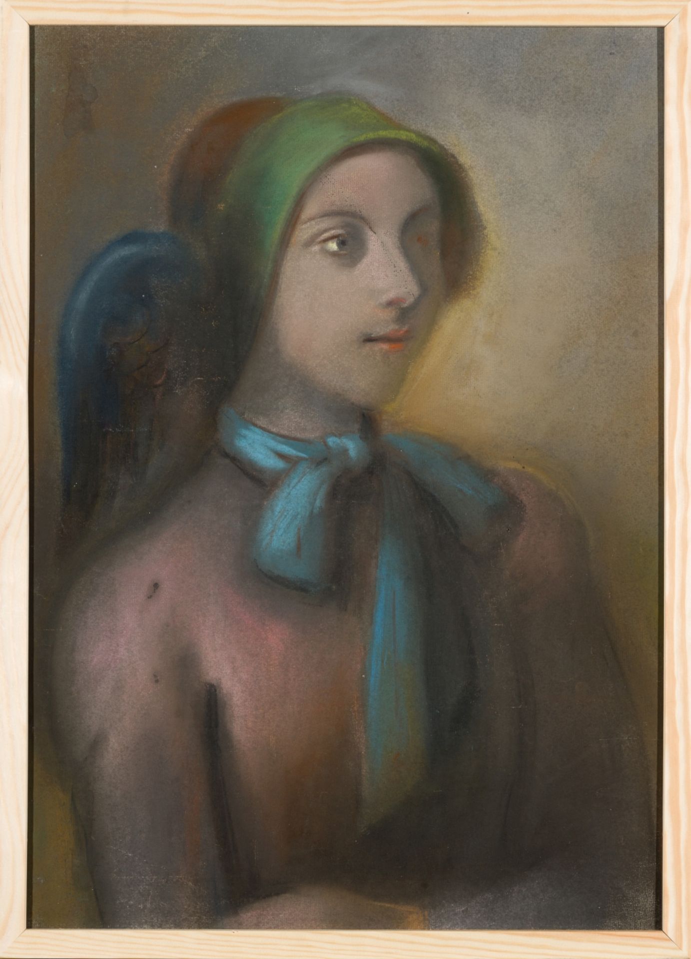 Merkel, Georg (1881 - 1976) Woman with a blue Foulard Soft Pastels on Paper Estate Stamp and - Image 2 of 4