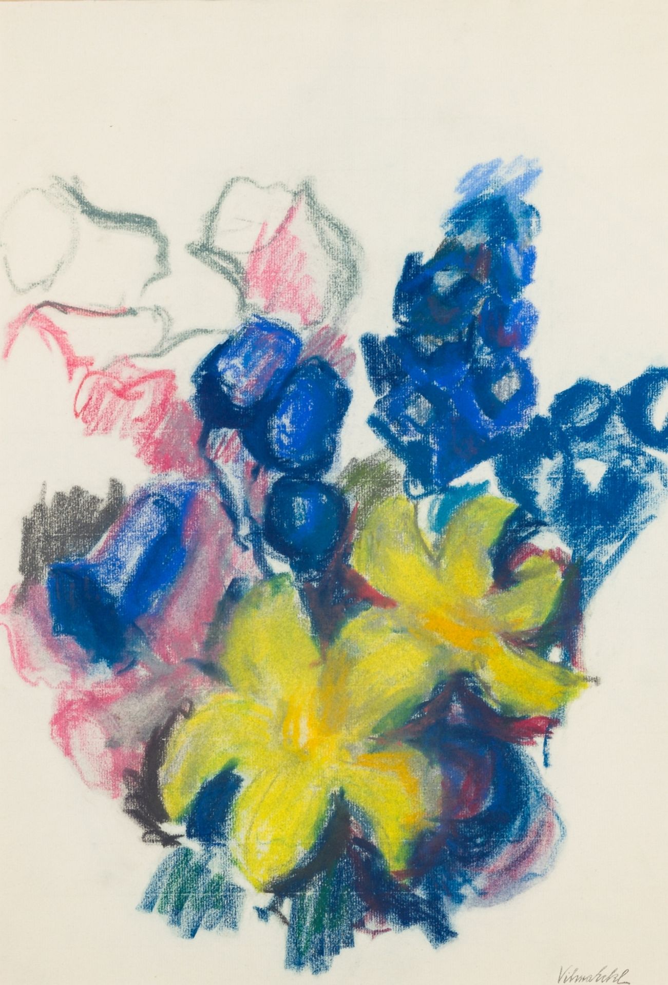 Eckl, Vilma (1892 - 1982) Flower Piece Soft Pastels on Paper Signature Stamp lower right 22 x 17,9