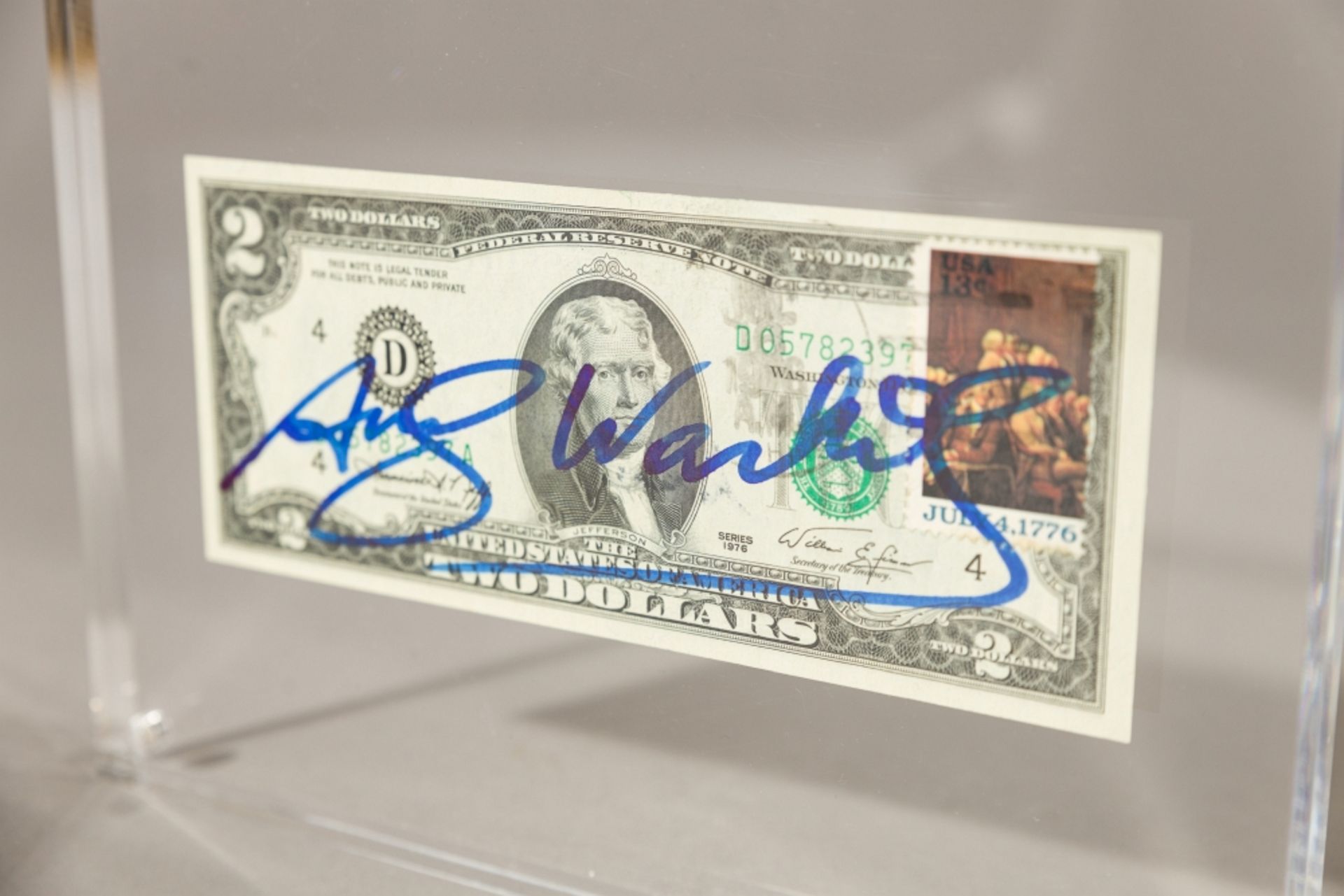 Warhol, Andy (1928 - 1987) Two Dollars, 1976 Blue Pan and Stamp on a Two Dollar Banknote Signed in - Image 7 of 9