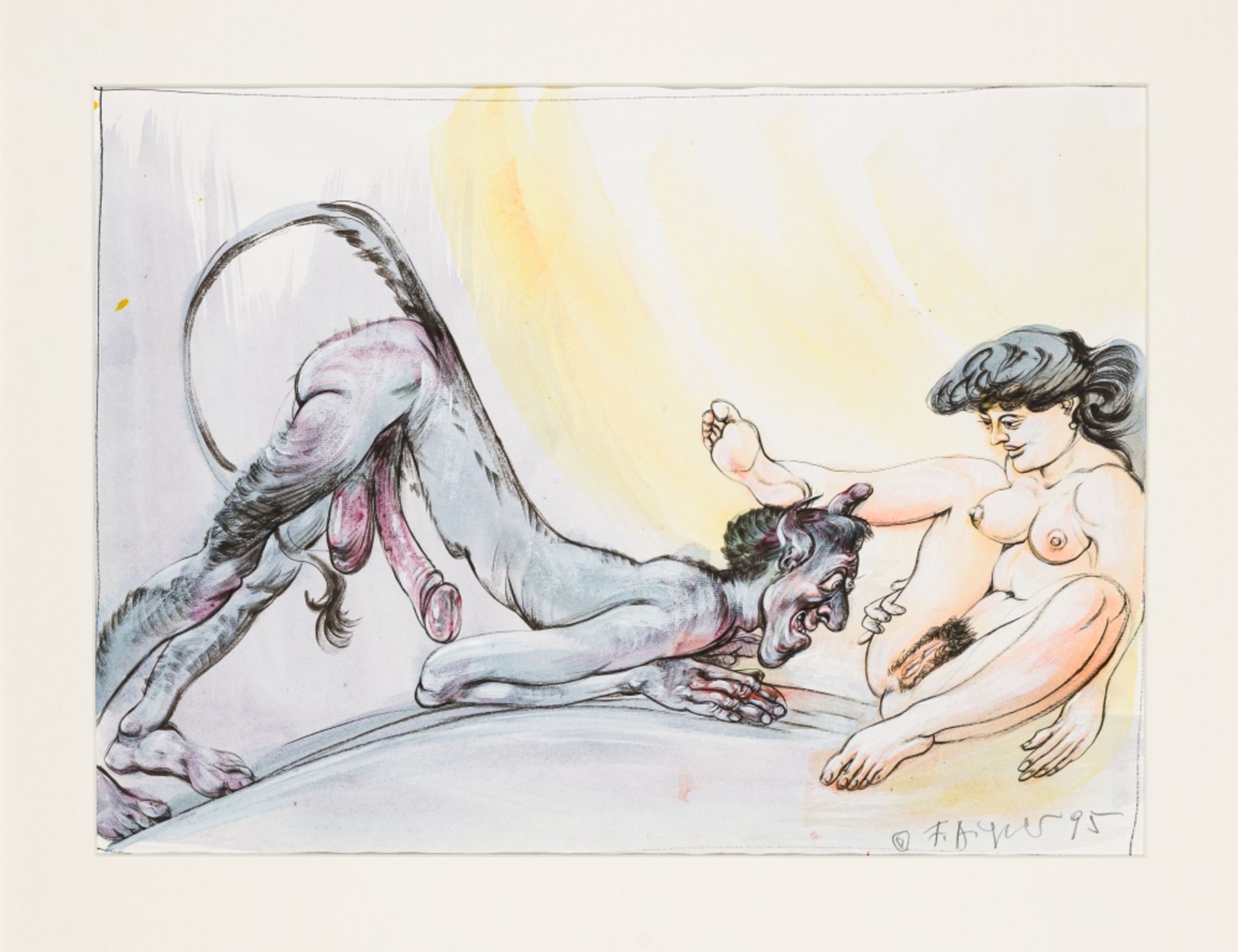 Aigner, Fritz (1930 - 2005) Folder Erotic Devilries, 1995 Gouache on Paper Three sheets signed - Image 9 of 15
